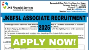 JKBFSL Associate Recruitment 2025