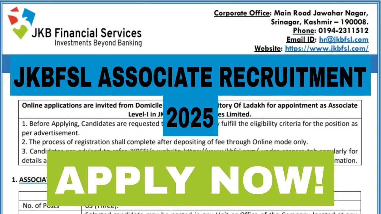 JKBFSL Associate Recruitment 2025