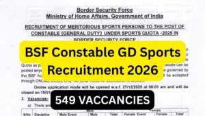 BSF Constable GD Sports Recruitment 2026
