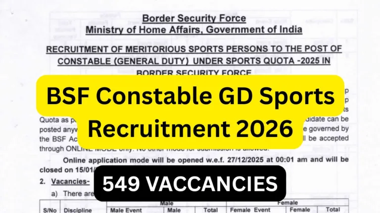 BSF Constable GD Sports Recruitment 2026