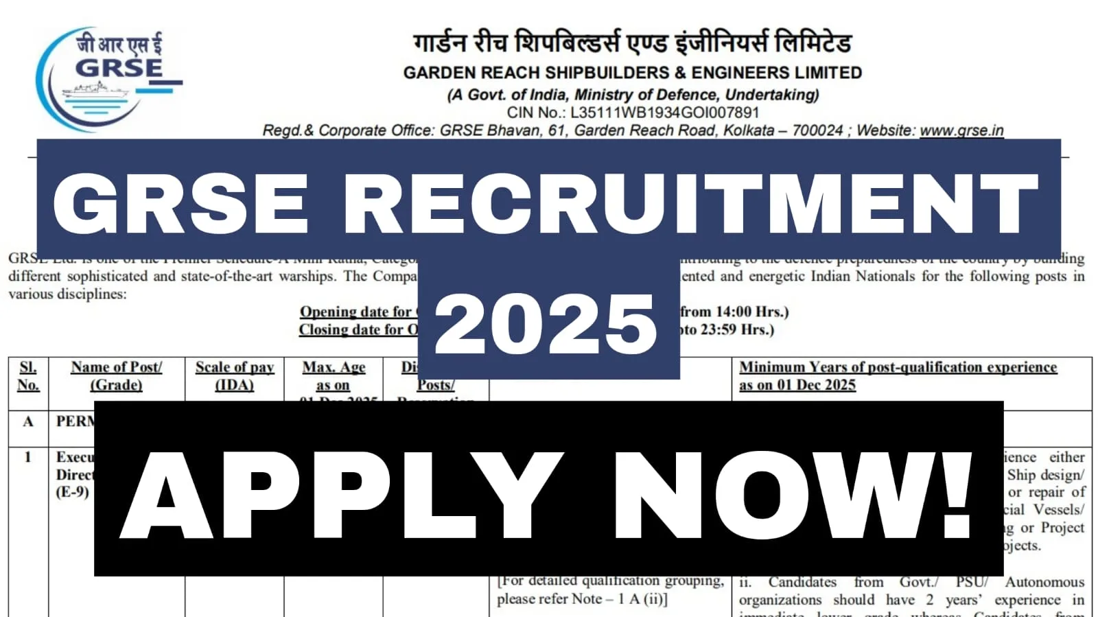 GRSE Recruitment 2025