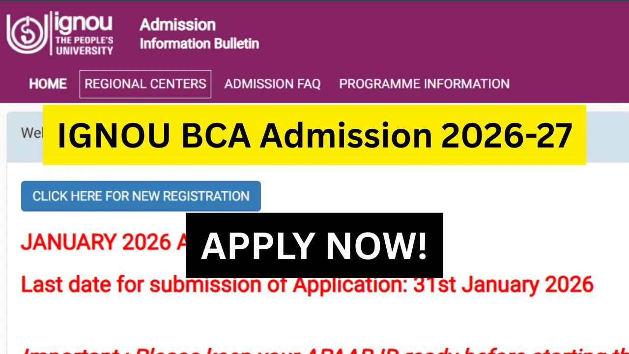 IGNOU BCA Admission 2026-27