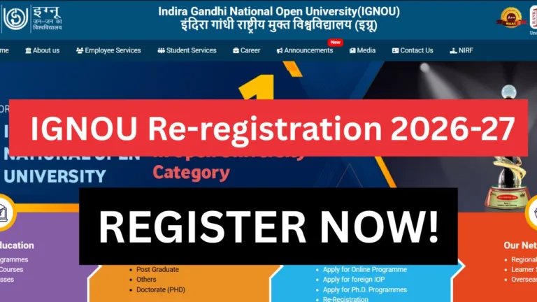 IGNOU Re-registration 2026-27
