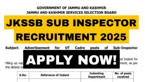 JKSSB Sub Inspector Recruitment 2025
