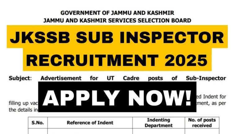 JKSSB Sub Inspector Recruitment 2025