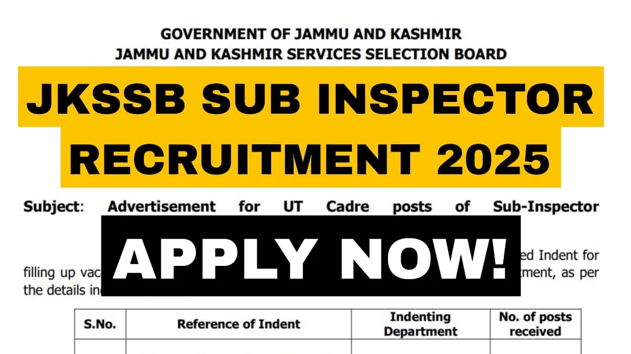 JKSSB Sub Inspector Recruitment 2025