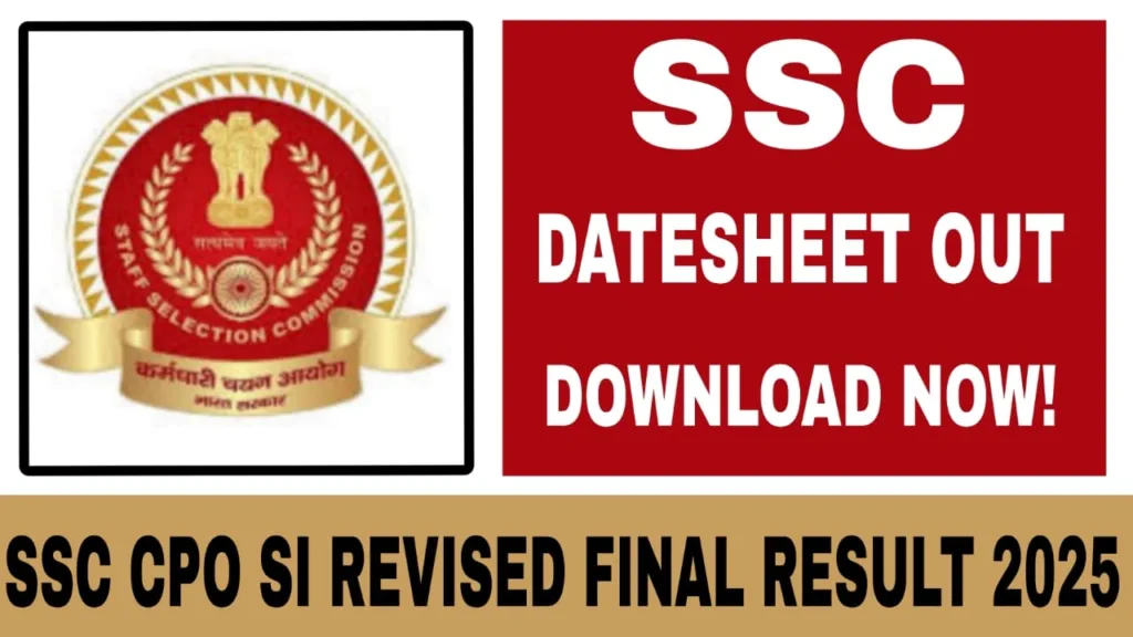 SSC CPO SI Revised Final Result 2025